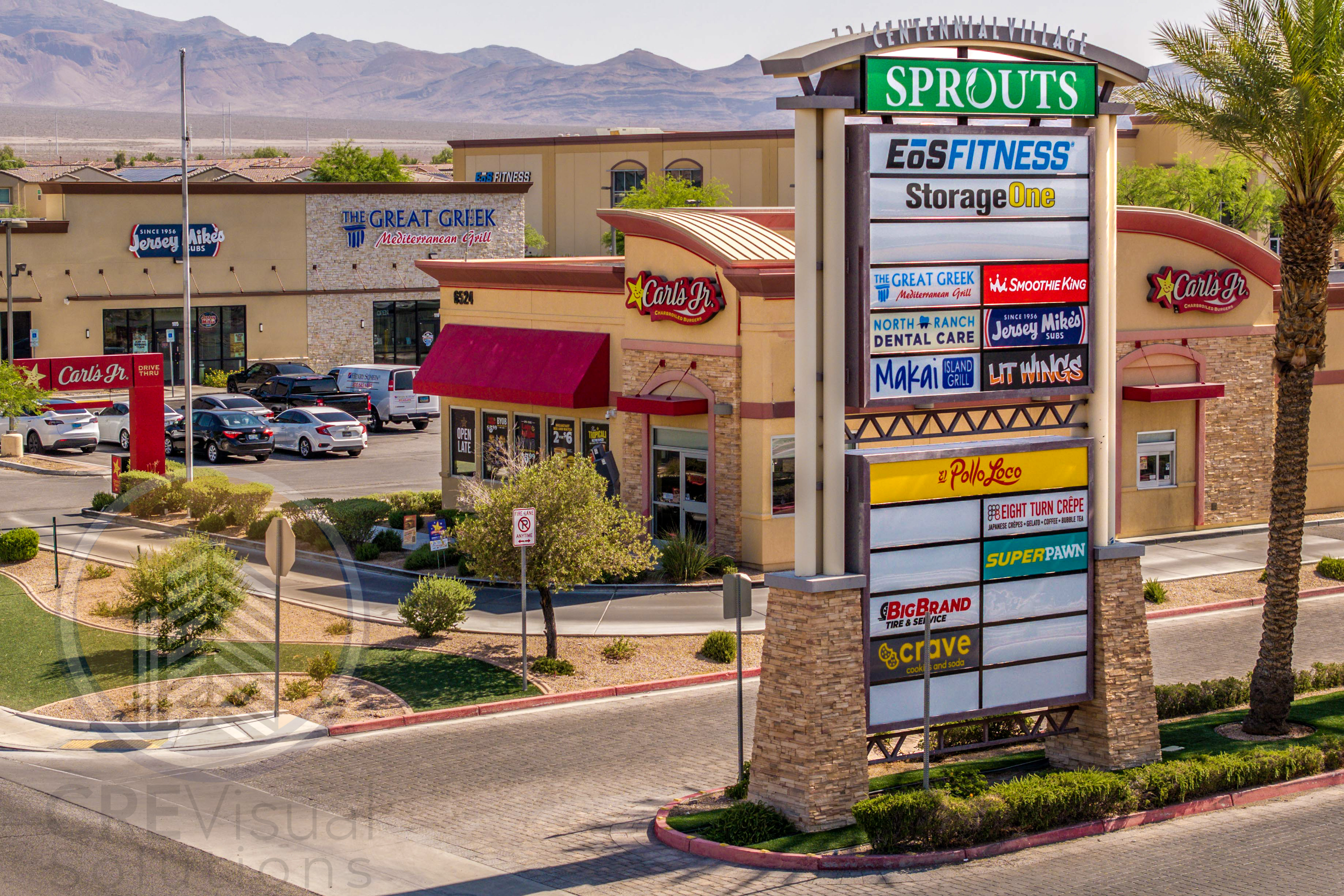 Retail monument sign and neighboring tenants